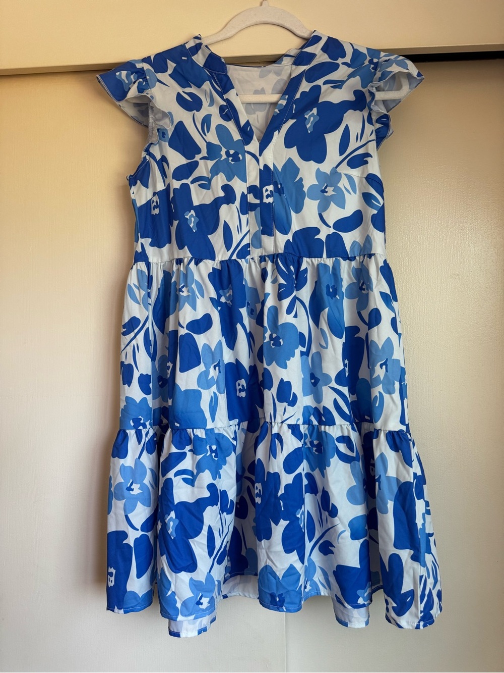 Blue Floral Tiered Girls' Dress